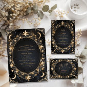 Tarot Celestial Wedding Sun Moon Stars Gold All In One Uitnodiging