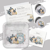 Tea Party Baby shower (Teddy Bear) 4-inch Button