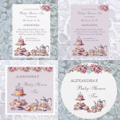 Lila Roze Bloemen Tea Party Baby shower Papieren Bekers