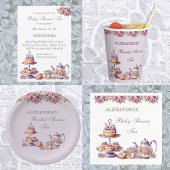 Lila Roze Bloemen Tea Party Vrijgezellenfeest Handwaaier