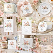 Elegante theepartij QR-code vlinder babyshower Kaart