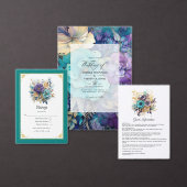 Blauwgroen, Paarse en gouden bloemenbruiloft Programma (Personaliseer de collectie van deze zelfstandige maker.)