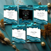 Blauwgroen en goudAgate Bridesmaids Luncheon Kaart