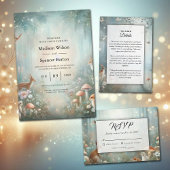 Teal and Peach Enchanted Forest Wedding Kaart