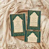 Teal Arch Islamic Wedding RSVP Kaartje