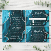 Teal Blue and Silver Agate Wedding Accommodations Informatiekaartje (Personaliseer de collectie van deze zelfstandige maker.)