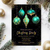 Teal and Gold Ornament Exchange Party Kaart