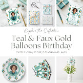 Teal Faux Gold Pattern Inpakpapier Vel