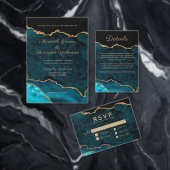 Gold Blauwgroen Agaat Wedding Menu (Personaliseer de collectie van deze zelfstandige maker.)