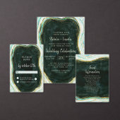 Blauwgroen Groene & Gouden Agaat Aangepaste Huweli Bedankkaart (Personaliseer de collectie van deze zelfstandige maker.)