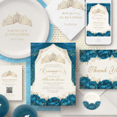 Princess Dress Blauwgroen Elegant Quinceanera Kaart