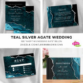 Blauwgroen Agate Silver Glitter Geode Formal Weddi Kaart