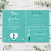 White Swirls, Blauwgroen tekstbruidebruin bruiloft Legpuzzel (Personaliseer de collectie van deze zelfstandige maker.)