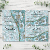 Blauwgroen witte bloemen Verloving uitnodiging (Personaliseer de collectie van deze zelfstandige maker.)