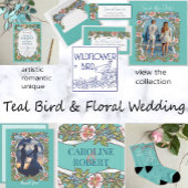 Blauwgroen Wildflower Bird Roos Border Bloemen Bru RSVP Kaartje