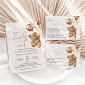 Teddybeer, bruine ballonnen, Baby shower welkom Spandoek