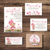 Teddybeer ballon roze vlinder meisje Baby shower Ronde Sticker