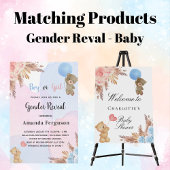 Geslacht onthullen partij pampa's teddybeer roze b vierkante button 5,1 cm