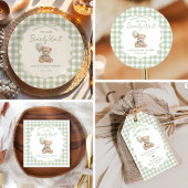 Groene teddybeer babyshower bedankkaart