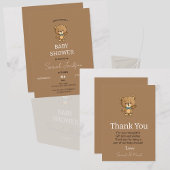 Schattigee Waterverf Neutral Teddy Bear Baby showe Papieren Bordje