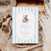 Teddy Bear Blauw 1e verjaardag foto Dank u kaart