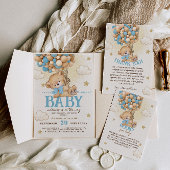 Baby shower van Teddy Bear Blue-ballonnen Acryl Uitnodigingen