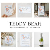 Teddy Bear Waterverf Jongen Baby shower Favorieten Sparkling Wijnetiket