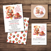 Teddybeer aardbei pannenkoek brunch Baby shower Papieren Bordje