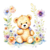 Teddybeer in Bloemen Girl's Verjaardagsfeestje Spandoek