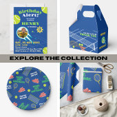 Sportieve Blauwe Tennisschoenen Net Game Kids Verj Papieren Bordje