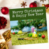 kerstversiering met bal en lint briefkaart