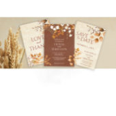 Terracotta herfst laat Boho herfst bruiloft detail Folie Uitnodiging