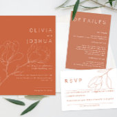 Modern Terracotta Boho Floral Drieluik Uitnodiging