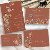 Terracotta Boho Bloemenlint Grosgrain Lint