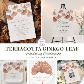 Terracotta Botanische Ginkgo Bruiloft Etiket