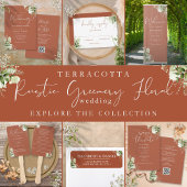 Bloemen groen terracotta bruiloft gunst ronde sticker