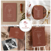 Line Art Arch Bouquet Terracotta Wedding Invitati Kaart