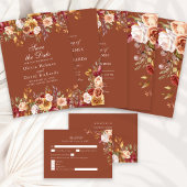 Boho Modern Verbrand Sinaasappel Terracotta Bloeme Bedankjes Labels