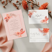 Coral Orange Floral Elegant Wedding Save The Date