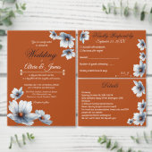 Terracotta Blauwe Bloemen Chic Anemoon Herfst Huwe Bedankkaart (Personaliseer de collectie van deze zelfstandige maker.)