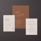 Minimalistische Terracotta Boho Botanicals bruilof Ronde Sticker (Personaliseer de collectie van deze zelfstandige maker.)