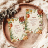 Terracotta Floral Baby in Bloom Baby shower Kaart