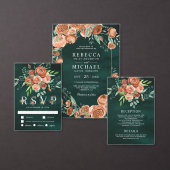 Terracotta Bloem Emerald Foto Collage Bruiloft Bedankkaart (Personaliseer de collectie van deze zelfstandige maker.)