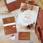 Pampas Grass Rust Terracotta repetitie diner Kaart