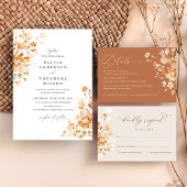 Terracotta Floral Elegant Wedding Details Ceremony Informatiekaartje