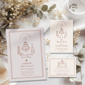 Terracotta Handgetekende Funky Westerse Doodle Bru Kaart