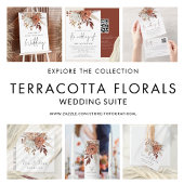 Terracotta Florals u wordt uitgenodigd QR Code Wed Kaart