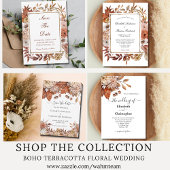 Terracotta Rust Boho Floral Wedding Save The Date