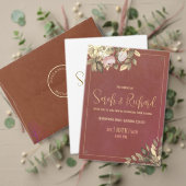 Rustieke Terracotta Botanische Boho Luxe Huwelijk Folie Uitnodiging Briefkaart (Personaliseer deze collectie van deze onafhankelijke maker. Test)