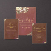 Rustieke Terracotta Botanische Boho Luxe Huwelijk Folie Uitnodiging Briefkaart (Personaliseer de collectie van deze zelfstandige maker.)